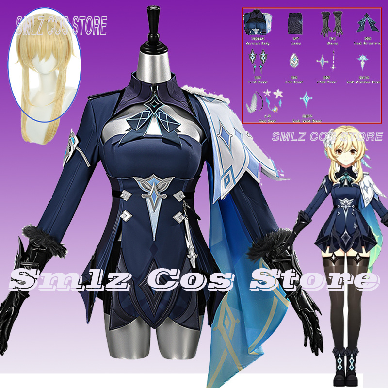 Anime Cosplay Wig - ชุดคอสเพลย์นักเดินทางลูมิเน่จากเกม Genshin Impact ปี 2026 พร้อมอุปกรณ์เสริม