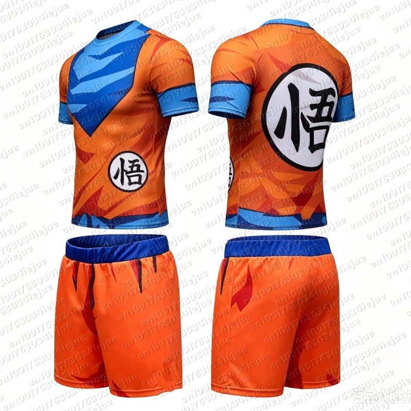 Dragon Ball Saiyan Armor - แฟนๆ ดราก้อนบอลต้องตื่นเต้น! เสื้อยืดและกางเกงขาสั้นพิมพ์ลาย 3D ชุดต่อสู้ของโกคู/เบจิต้า เปลี่ยนร่างเป็นซูเปอร์ไซย่า