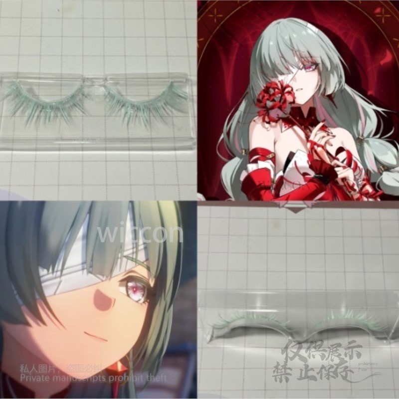 Anime Cosplay Wig - อะนิเมะฟรอลอวาคอสเพลย์วิกผมสีเขียวสีชมพูผสมวิกผมเครื่องแต่งกายต่างหูขนตาสังเคราะห์ทนความร้อนฟรอลอวาปาร์ตี้ฮาโลวีน