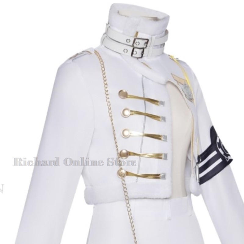 Anime Cosplay Online Store - ร้านค้าออนไลน์ Richard ชุดคอสเพลย์ Game Victorryy เสื้อแจ็คเก็ตขนสั้นสีขาวเซ็กซี่