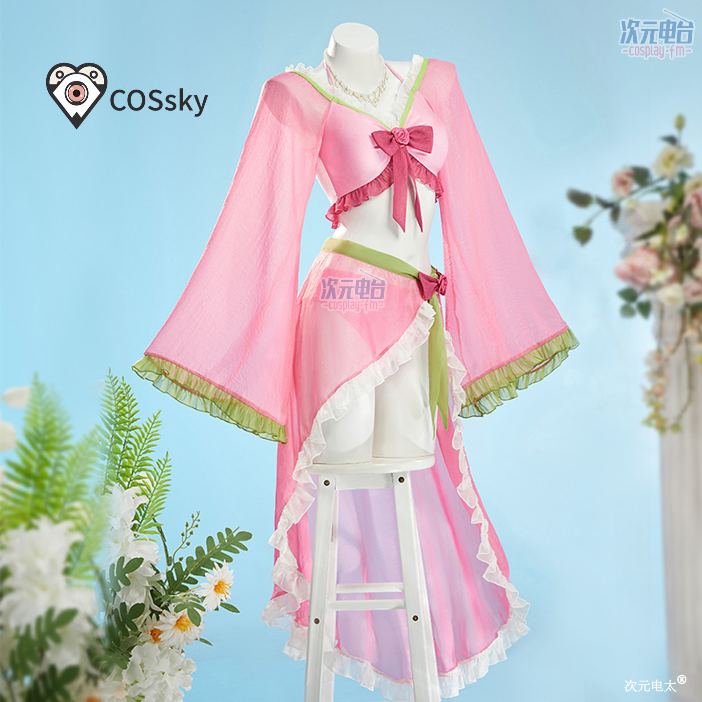 Anime Cosplay Female Characters - มาโอมาโอ อนิเมะ บันทึกของเภสัชกร ชุดคอสเพลย์มาโอมาโอ ชุดว่ายน้ำสีชมพู สาวหวาน