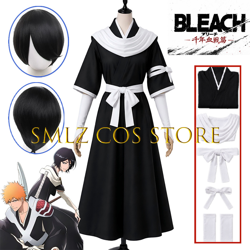Anime Cosplay Wig - 2026 TYBW ชุดคอสเพลย์รุเกีย คุจิกิ ชุดซามูไรสีดำสำหรับผู้ชาย พร้อมวิกผม
