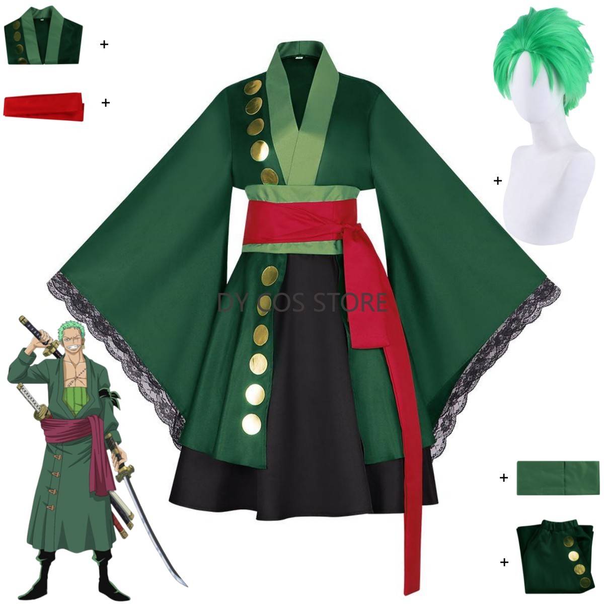 ชุดคอสเพลย์อนิเมะโรโรโนอา โซโล - Anime Zoro Cosplay Female บทวิจารณ์และราคา
